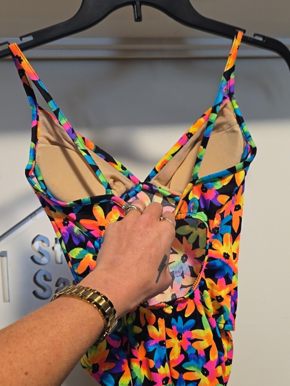 Vintage Neon Floral One-Piece Swimsuit - Multicolor - Picture 3 of 5